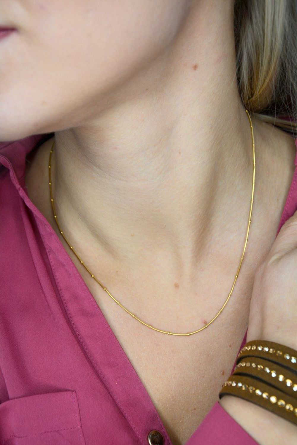 Złoty łańcuszek 585 linka z kuleczkami 1,5 mm DIA-LAN-1215-585 1,5mm ✅ Złoty łańcuszek o klasycznym splocie linki ozdobiony drobnymi, malutki kuleczkami.jpg